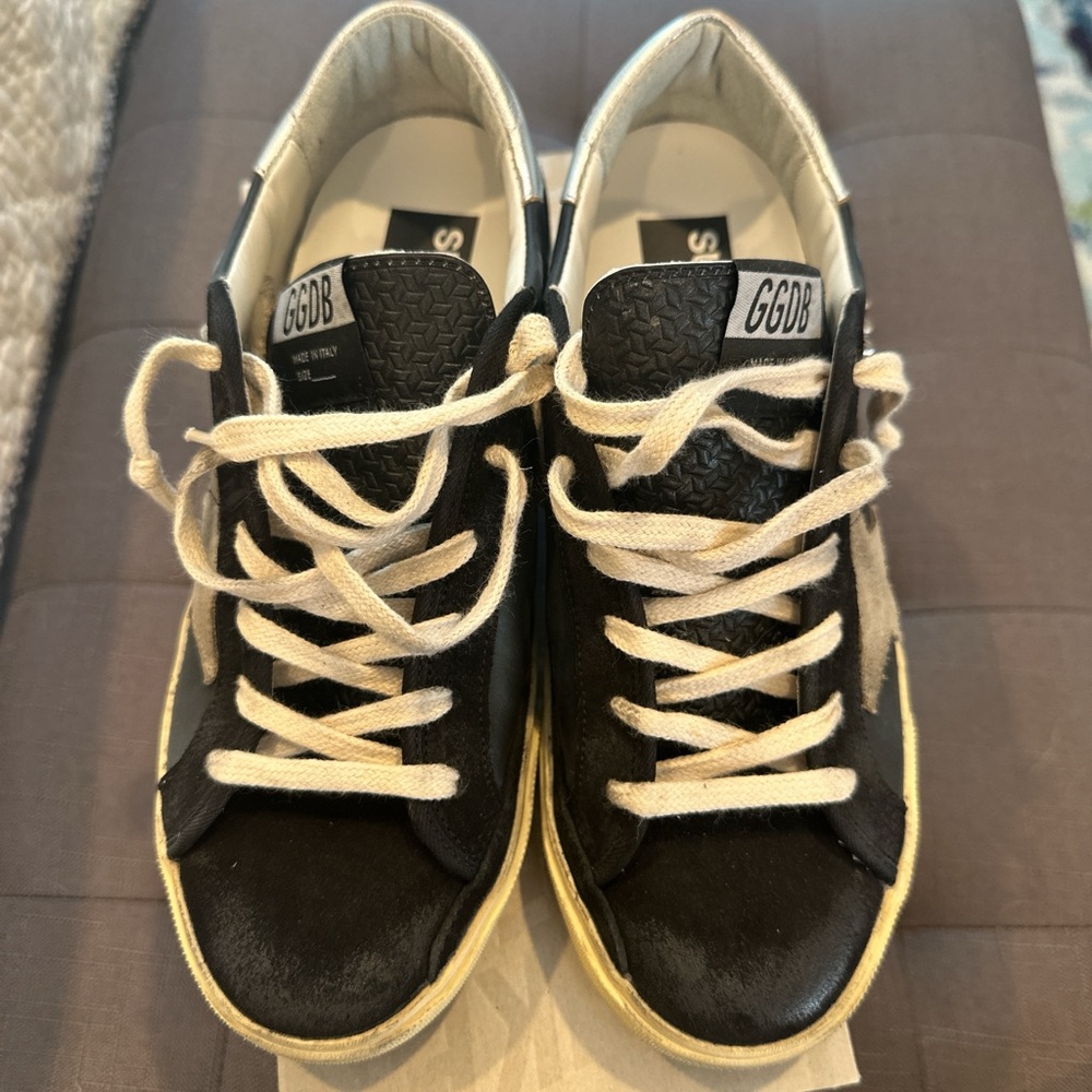 Golden Goose Black and Silver Superstar Sneakers